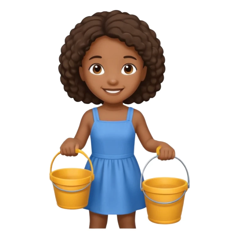 black kid girl with toy sand bucket sticker