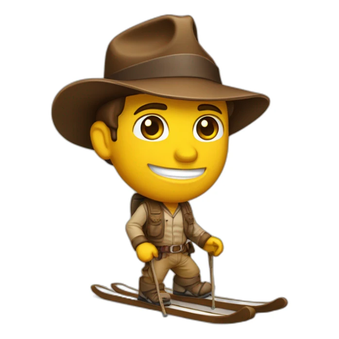 Indiana Jones avec des skis aux pieds sticker