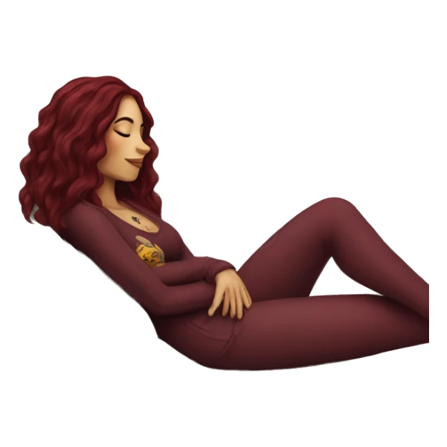 Beautiful tattooed burgundy long haired woman napping on sofa sticker