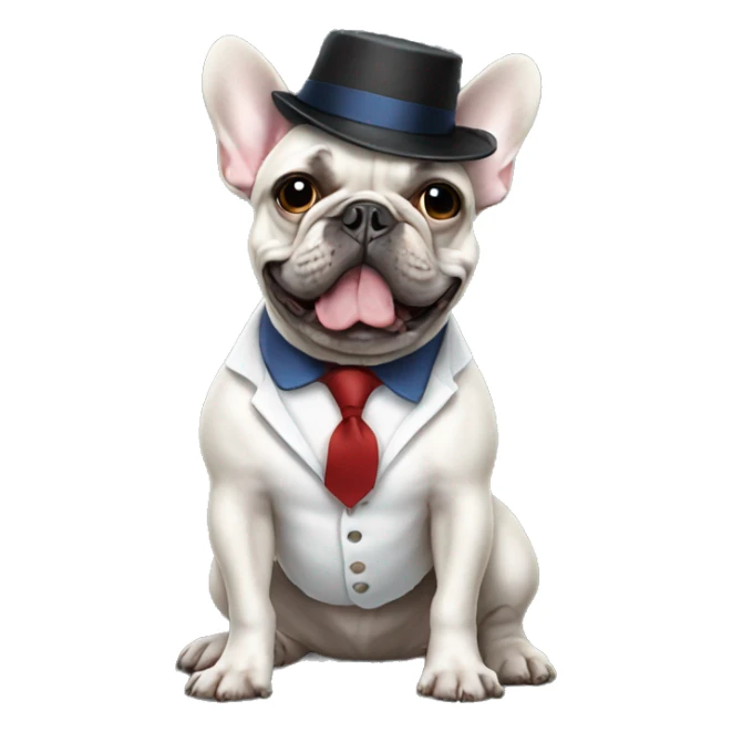 French Bulldog dressed like a french man  sticker