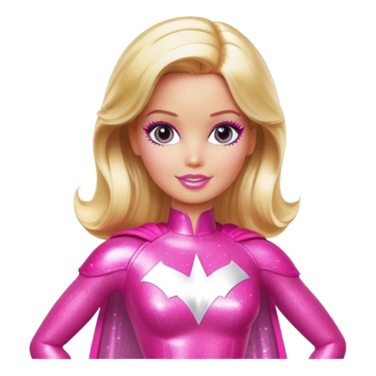 Blonde superhero Barbie with pink sparkly outfit  sticker
