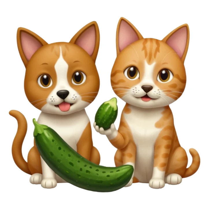 Köpekin yaninda kedi ikside hiyar yesin sticker