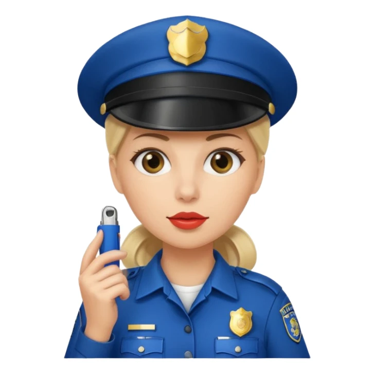Female police with cap + whistle sticker