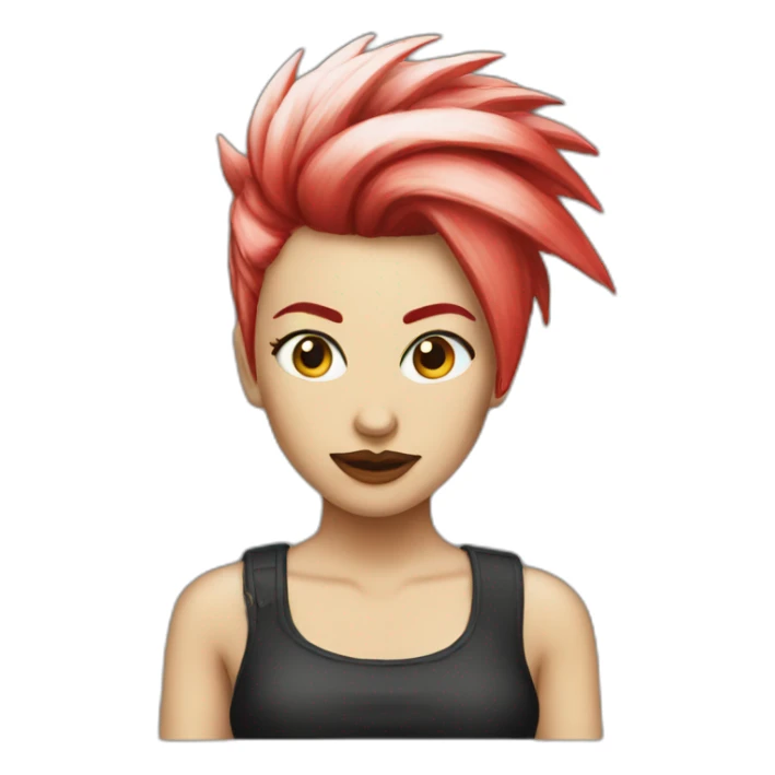 woman punk hair red sticker