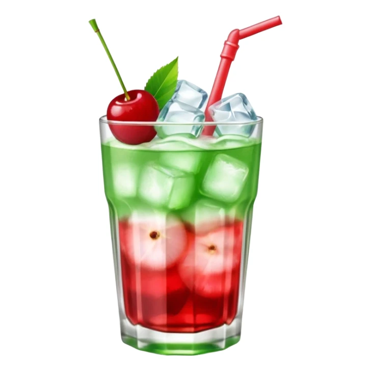 Japanese cream soda on a glass with ice cherry on top sticker