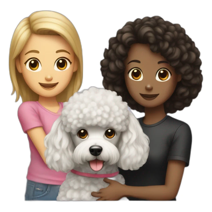 Dog poodle black with a girl sticker