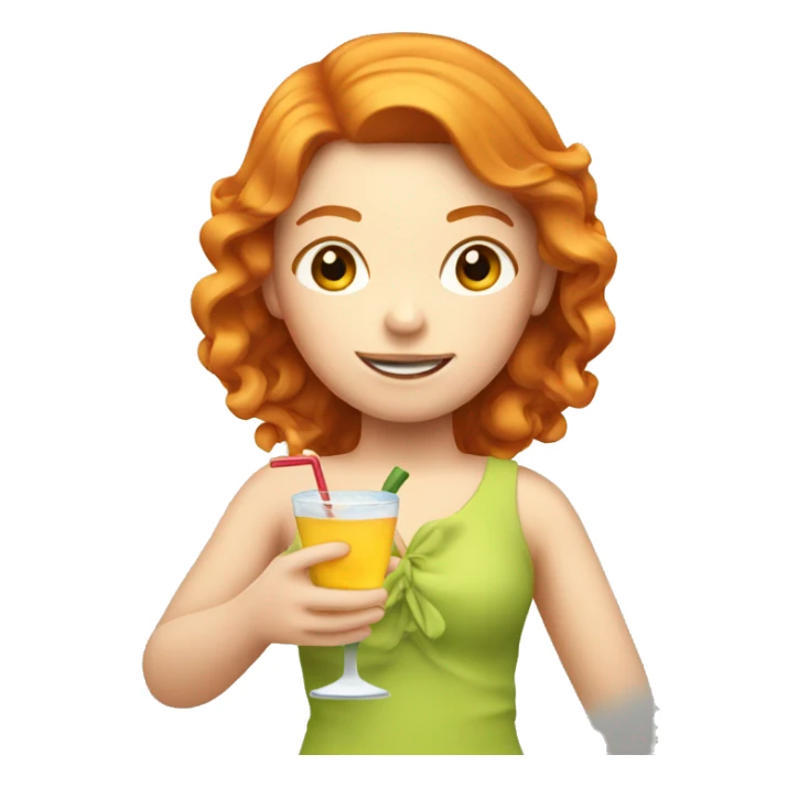 ginger girl on a cruise holding a drink sticker