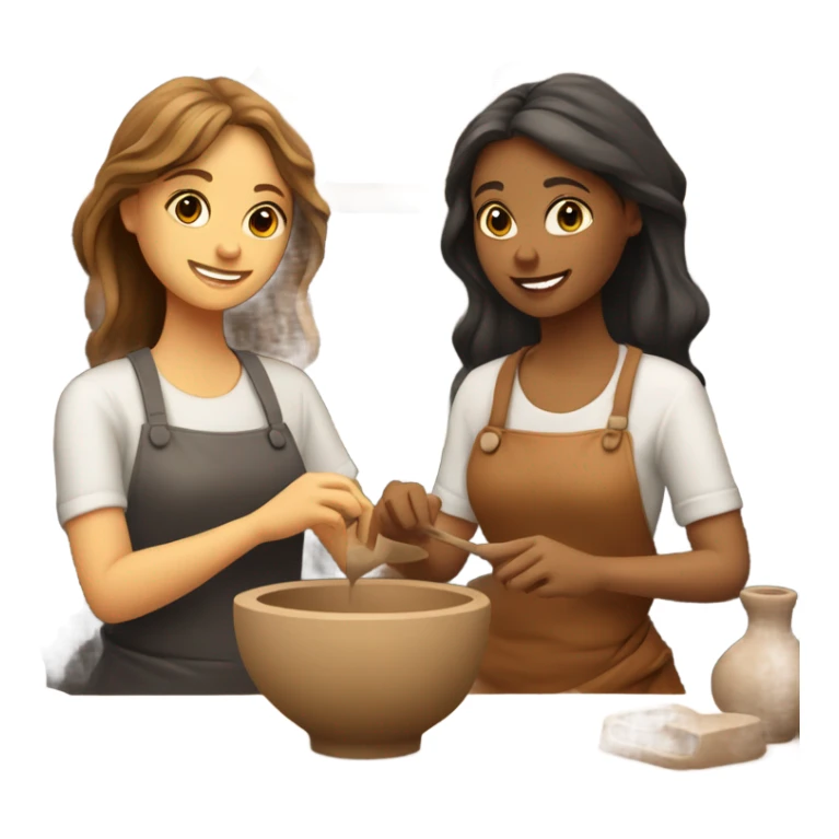 2 girls at a pottery class sticker