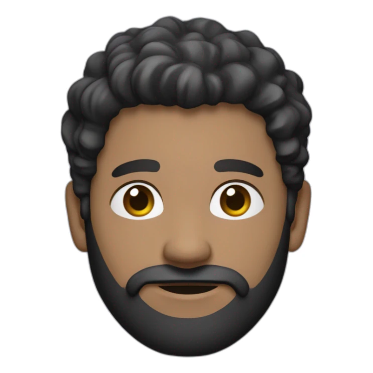 Man, white skin, brown iris, short black hair, ((very long curly beard)), oblique view. Purple shirt sticker