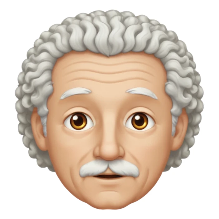 Old white man with curly white hair, hazel eyes, without a mustache sticker