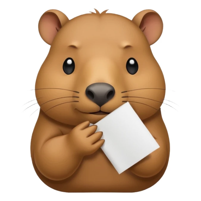 emoji of capibara chewing white paper sticker
