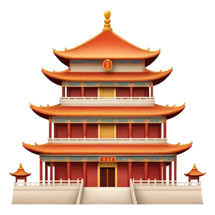 Chinese temple building, soft natural colors, standard emoji appearance sticker