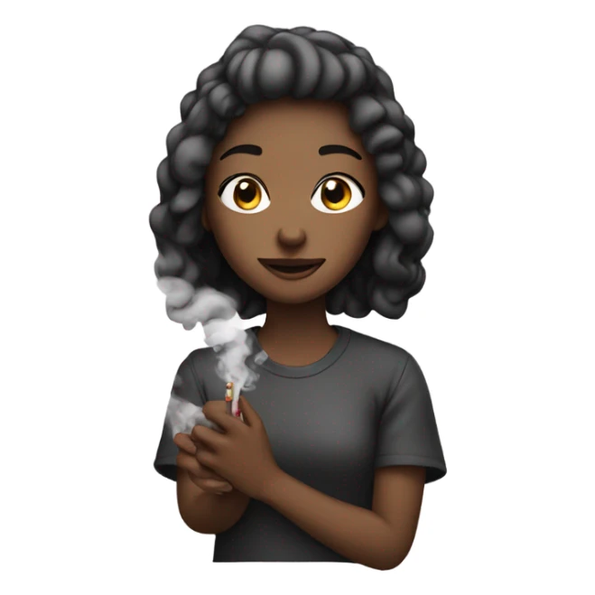 Girl holding smoke sticker