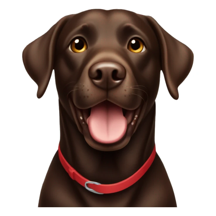 Happy sweet 3 year old chocolate brown Labrador with a red collar  sticker