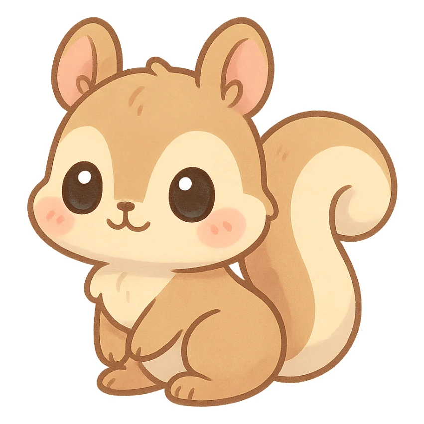 cute animal character, chibi style, big eyes, pastel colors, simple background sticker