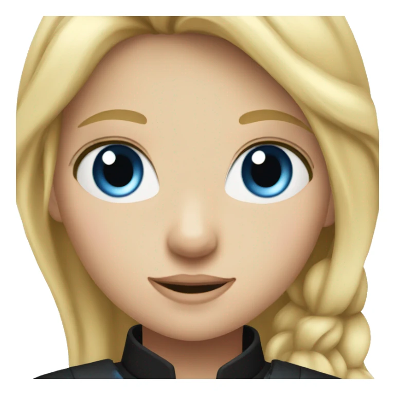 Blonde girl with blue eyes on a black horse sticker