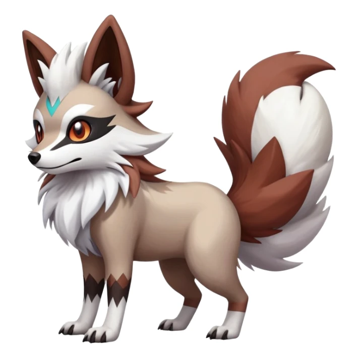 zigzagoon-Lycanroc-linoone-furret-Fakémon-hybrid-creature (full body)  sticker