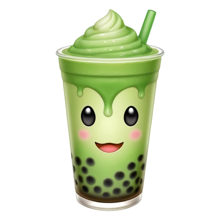make a matcha boba tea emoji that is green and gradient sticker