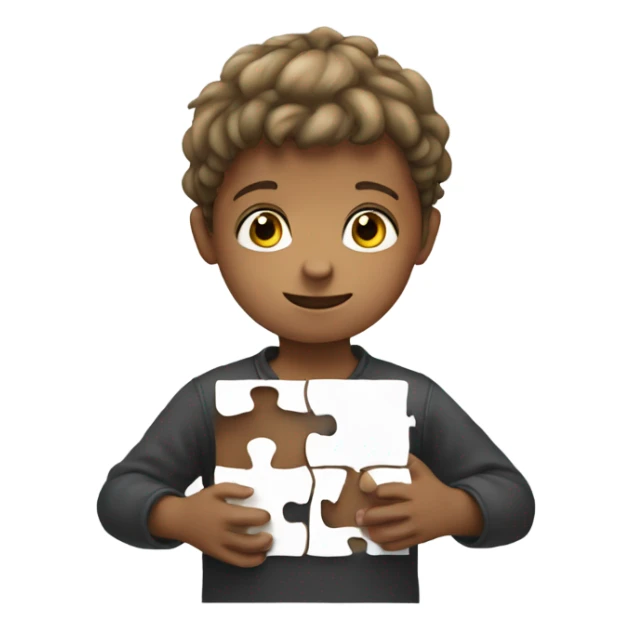 a child with a puzzle in his hands sticker