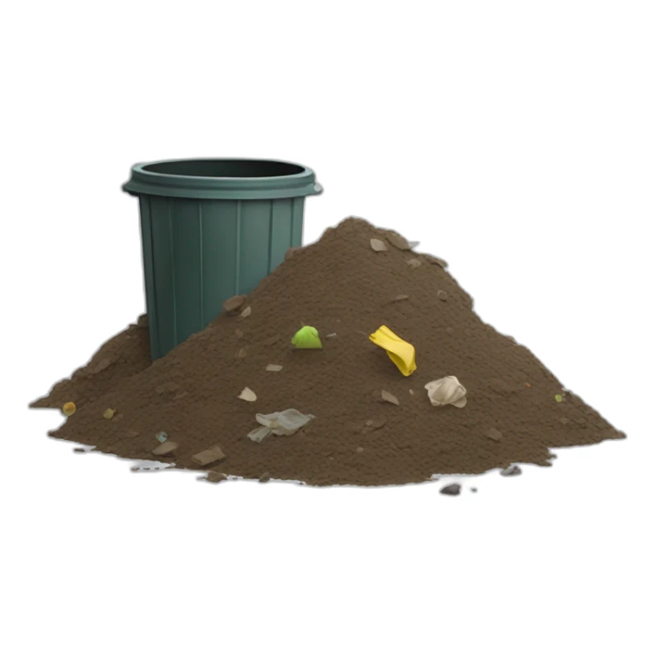 Pile of dirt and rubbish bin sticker