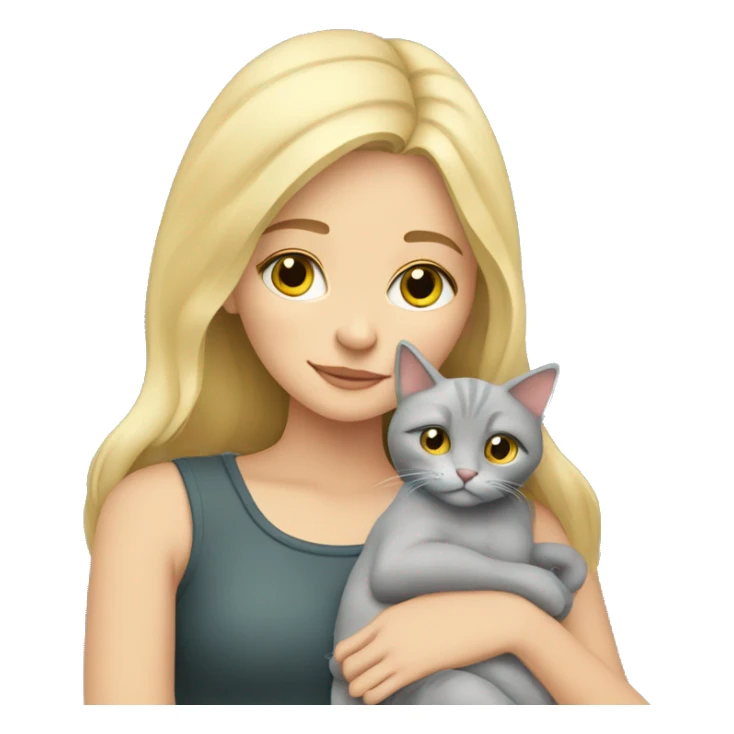 blonde girl cuddling grey cat sticker