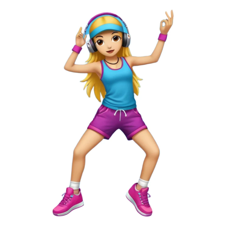 street dancer girl with music player sticker