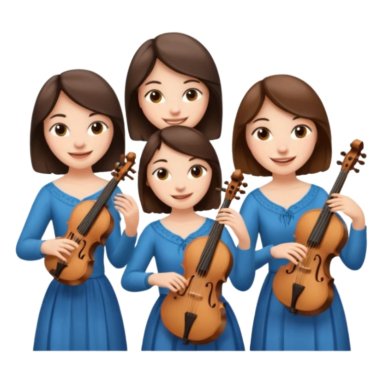 Create an imagine of three brunette women playing string instruments sticker