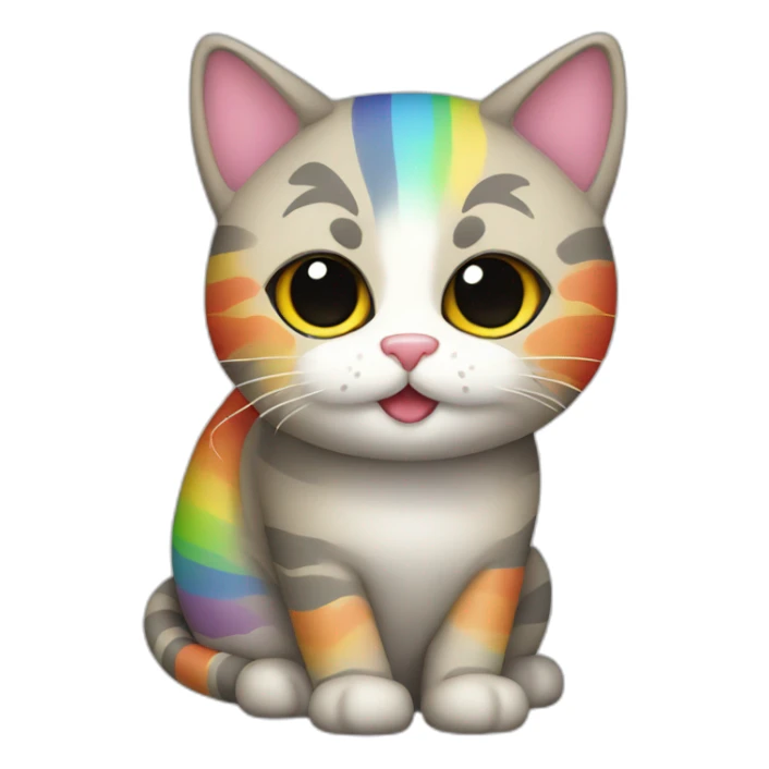 Gravel striped cat with rainbow sticker