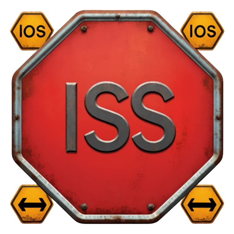 red, road sign, hexagonal, with the inscription SANCTIONS sticker