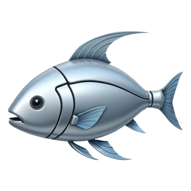 the flat side view of a robotic fictional fish sticker