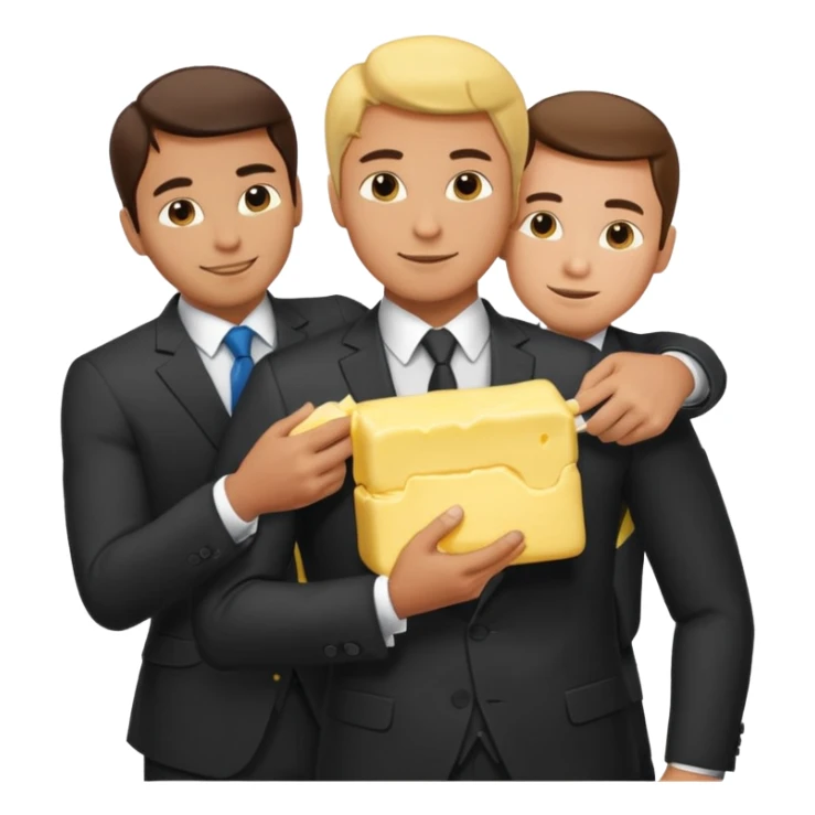 I man handsome puts butter on another man‘S back They are wearing suits sticker