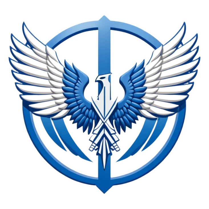 Wings of Freedom logo from Attack on Titan, overlapping blue and white wings, Survey Corps emblem sticker