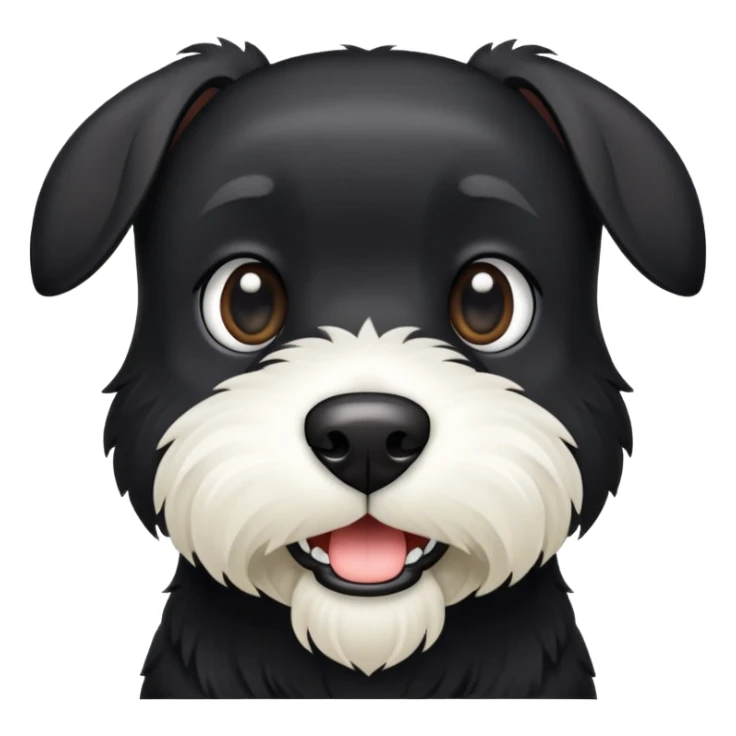 Black terrier with white mouth and ears standing up sticker