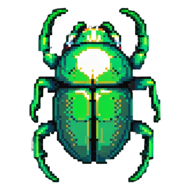 green shiny scarab with a skull as its body sticker