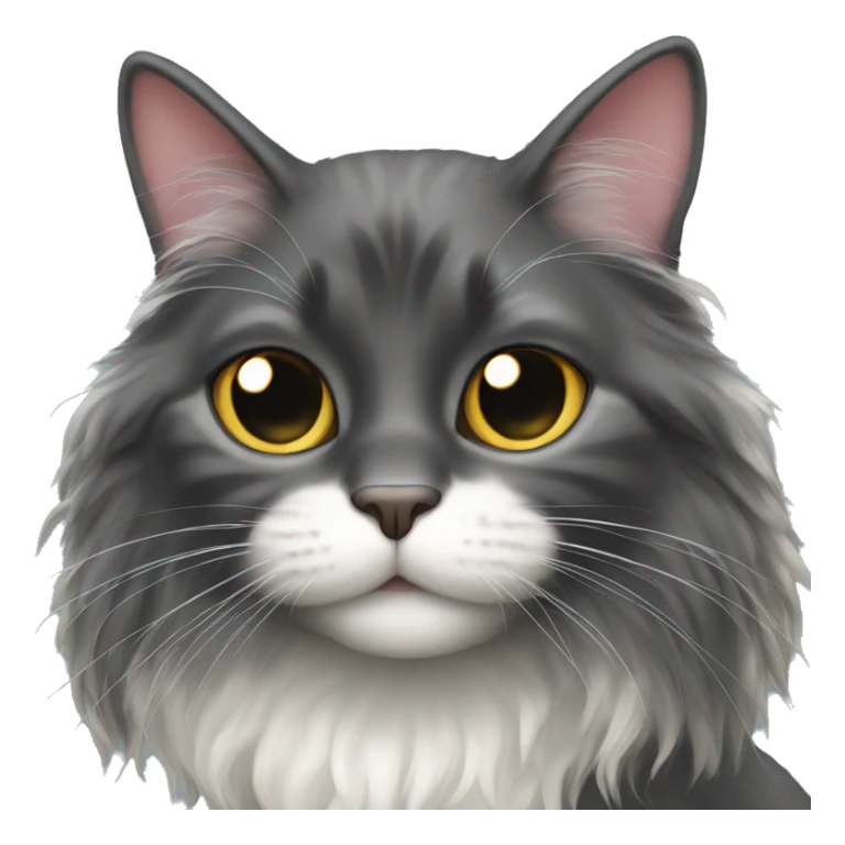 black cat domestic long-haired with white spot sticker