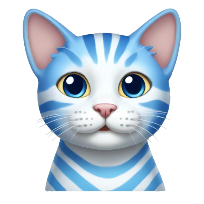 blue and white striped cat sticker