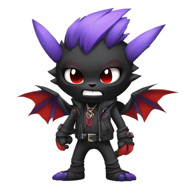 Black and purple and red edgy punk vernid Fakemon full body sticker
