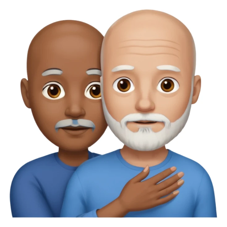 Talk bald white man with a white beard and blue eyes lovingly holding a black woman with brown eyes and grey hair sticker