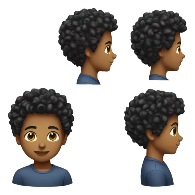 a boy with a curly hair taper fade sticker