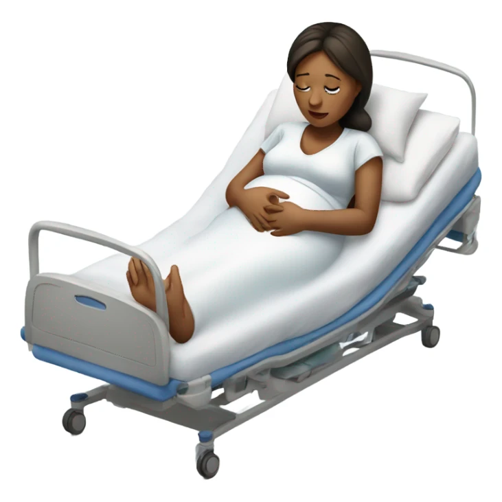 Realistic pregnant women in hospital bed sticker