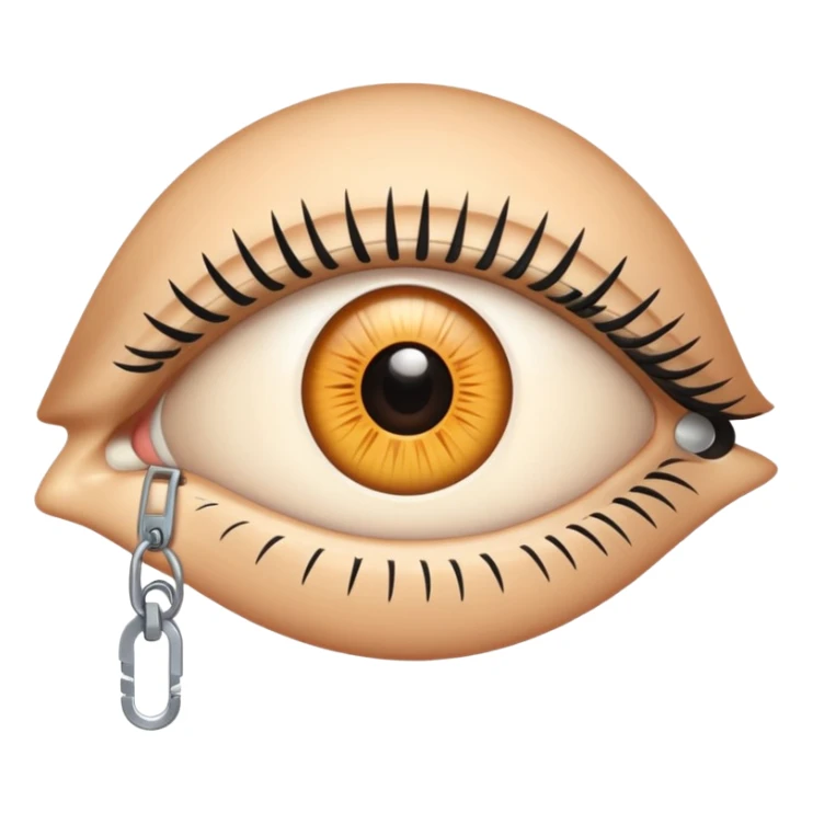 an eye with a zipper over it, symbolizing silence sticker