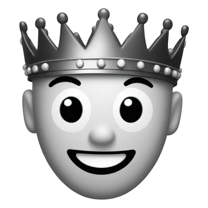 a black and white smiley face wearing a full color crown sticker