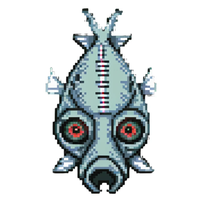 dead fish head logo with X eyes and a bone, fish head separated from body sticker