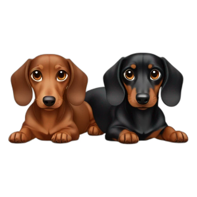 Brown dachshund adult and black and brown dachshund young sticker