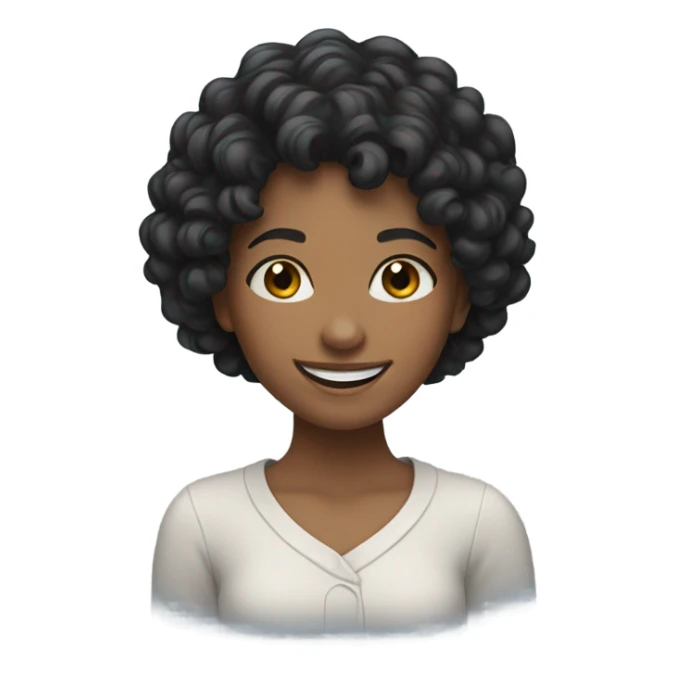 smiling girl with curly black hair sticker