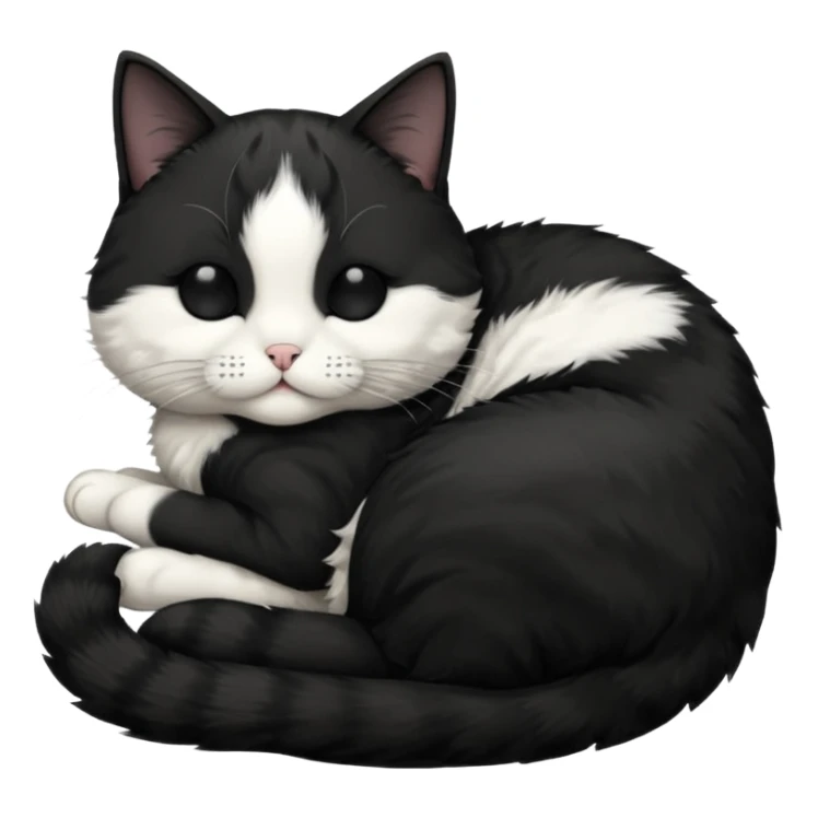 tuxedo short haired cat with his eyes closed sleeping sticker