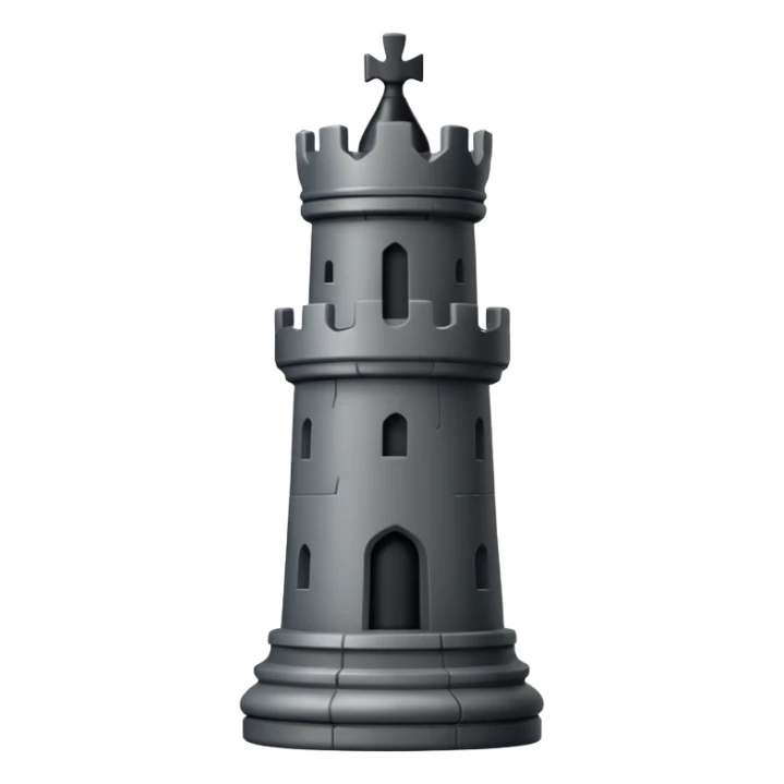 black rook chess piece, castle tower with battlements sticker