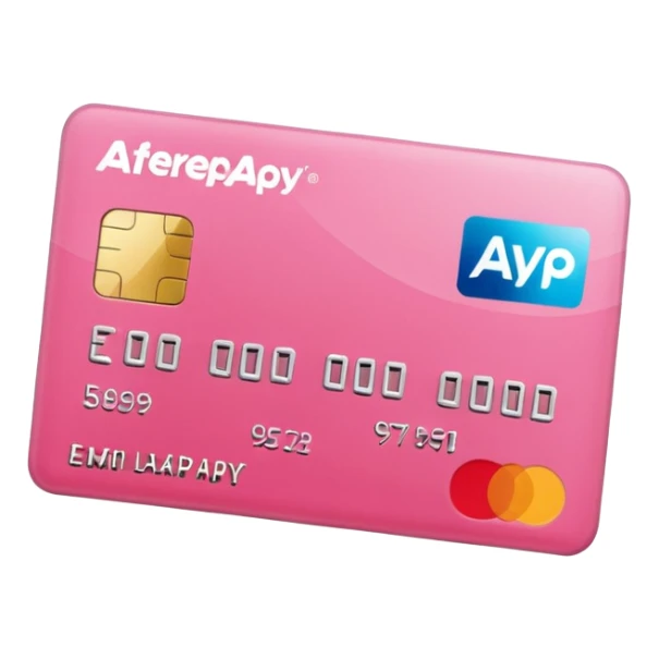 pink big afterpay word on a credit card sticker