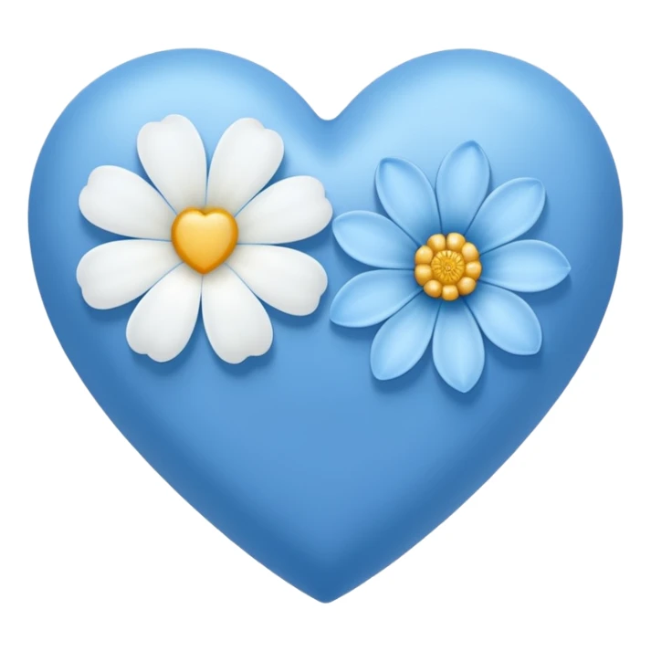 blue heart with one white flower sticker