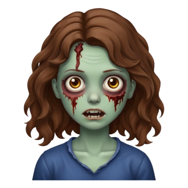 zombie girl tale brown hair wavy sticker